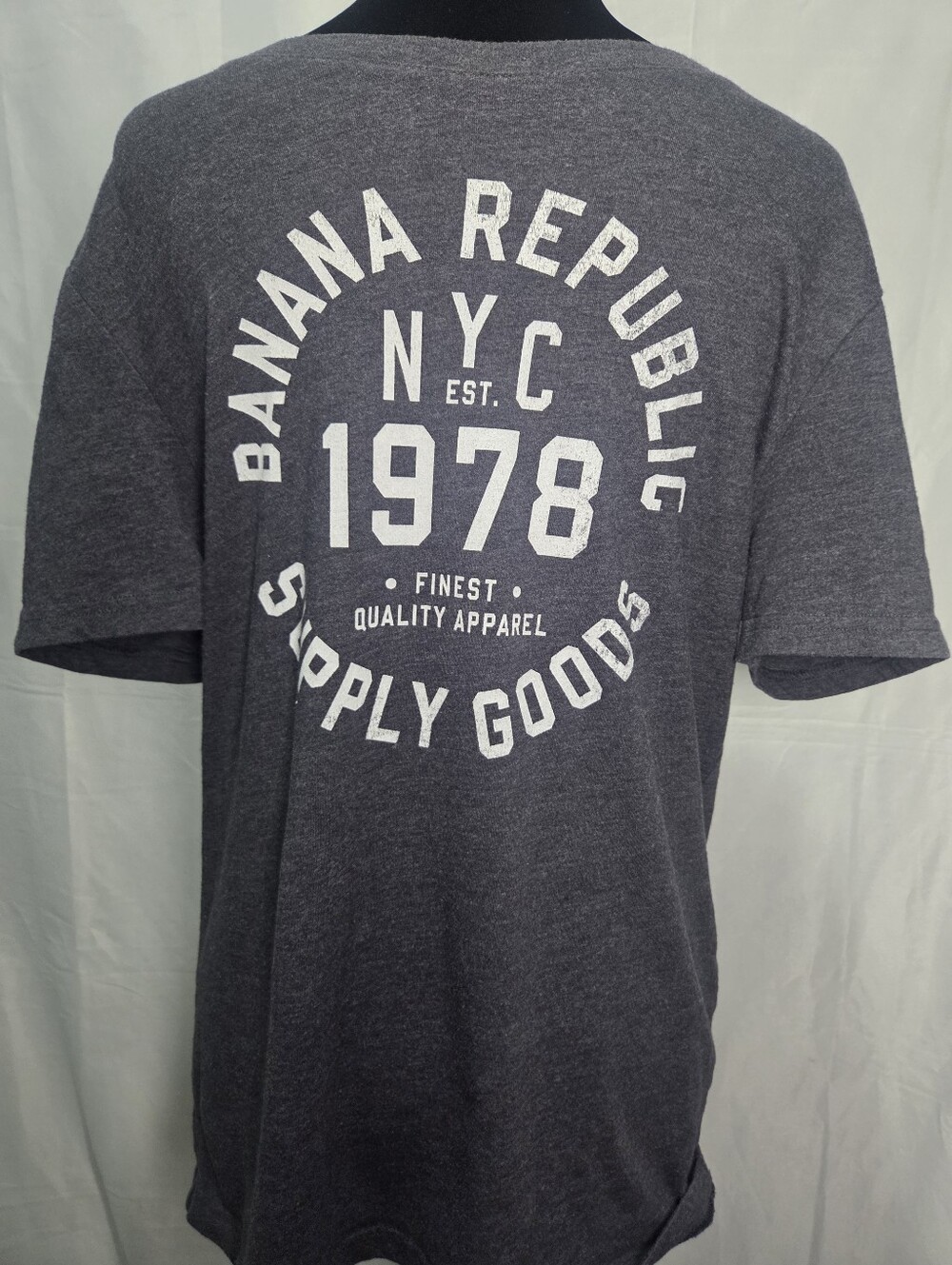 Banana Republic Charcoal Gray Graphic Tee with White Print